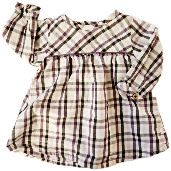 Ruffle Butts Baby Girls Tartan Plaid Dress - 3–6M Holiday Outfit w/ Buttons - Picture 2 of 7